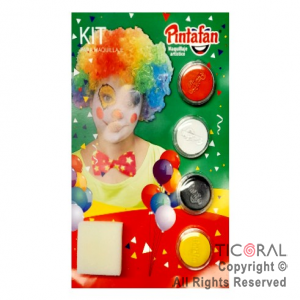 MAQUILLAJE ARTISTICO PINTAFAN PAYASO BLANCO NEGRO ROJO AMARILLO SET X 4 8GR 5-01 x 1